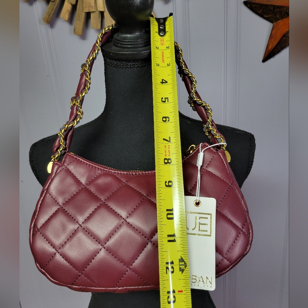Urban expressions quilted shoulder bag gold tone metal-wine - Picture 2 of 12